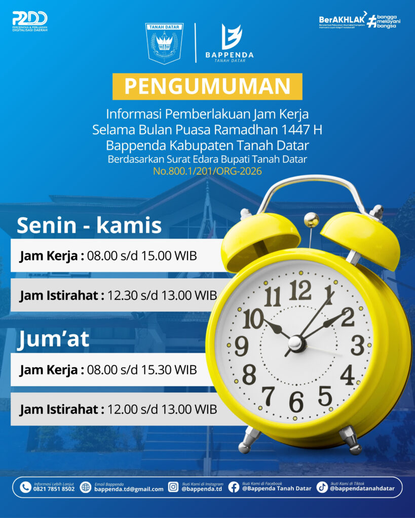 Pengumuman Penyesuaian Jam Kerja Selama Bulan Ramadhan 1447 H
